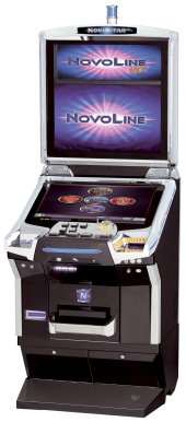 VLT-Terminal Cabinet mit violettem Bildschirm und Aufschrift NOVOSTAR